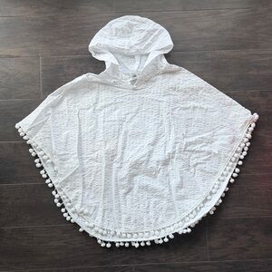 White Pom-Pom Kids Swim Coverup